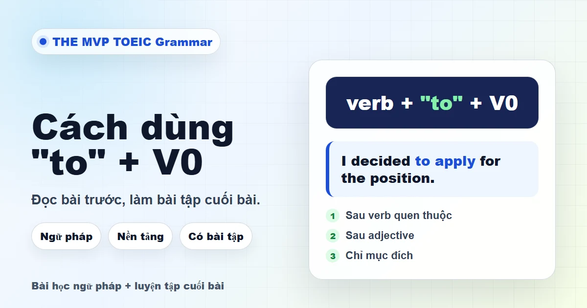 Minh họa bài học ngữ pháp về cấu trúc To + Verb nguyên mẫu trong tiếng Anh.